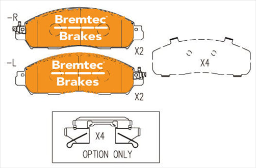 BREMTEC ENDURE 4WD BRAKE PADS SET NAVARA D23 NP300 MERC X250D BT23370E