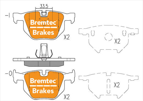 BREMTEC EURO-LINE BRAKE PADS SET BMW X5 (E70) Xdrive 3.0d 2010- BT2367ELC