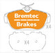 BREMTEC TRADE-LINE BRAKE PADS SET VOLVO 940 2.0L 1990- BT236TS