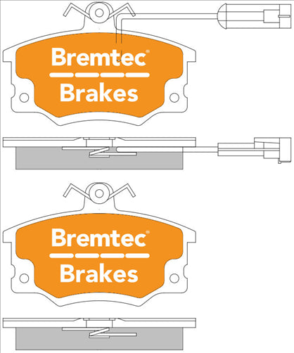 BREMTEC EURO-LINE BRAKE PADS SET ALFA 164 2.0 2.0TS WITH SENSOR BT242ELC