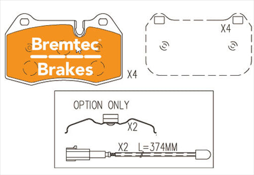 BREMTEC BRAKE PAD SET MASERATI QUATTROPORTE 4.2L 200 BT24680EV550