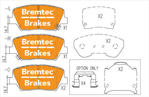 BREMTEC TRADE-LINE BRAKE PADS SET KIA RONDO (RP) 2.0L 2013- BT24710TS