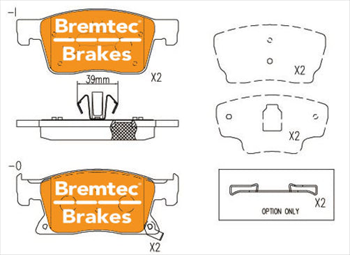 BREMTEC TRADE-LINE BRAKE PADS SET HOLDEN ASTRA (BK) 1.4L 2016- BT25300TS