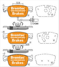 BREMTEC EURO-LINE BRAKE PADS SET AUDI A4 B9 2.0TFSi 2016- BT26050ELC