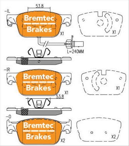 BREMTEC EURO-LINE BRAKE PADS SET AUDI A4 B9 2.0TFSi 2016- BT26050ELC