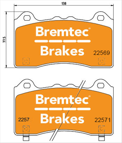 BREMTEC BRAKE PAD SET FORD FOCUS RS 2.3L 2017- BT27201EV550