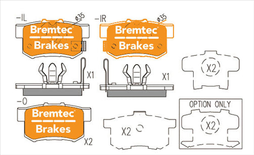 BREMTEC TRADELINE BRAKE PAD SET REAR HONDA ACCORD VIII (CU) 2008- BT3003TS