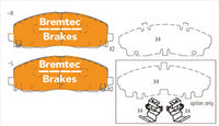 BREMTEC TRADELINE BRAKE PAD SET FRONT CHRYSLER GRAND VOYAGER V RT BT3004TS