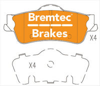 BREMTEC PRO-LINE BRAKE PADS SET HOLDEN COMMODORE VF 2013- BT3009PRO