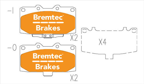 BREMTEC PRO-LINE BRAKE PADS SET SUBARU IMPREZA WRX 2003- BT372PRO