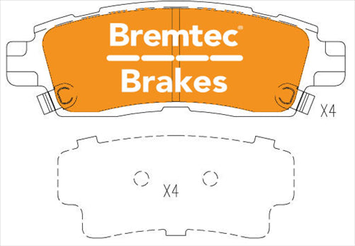 BREMTEC BRAKE PAD REAR SET CHEVROLET TRANSVERSE LTZ 3.6L BT3890PRO