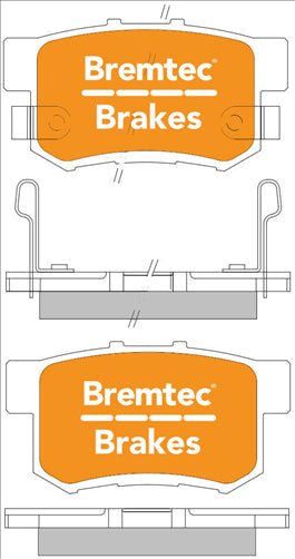 BREMTEC TRADE-LINE BRAKE PAD REAR SET ACCORD CIVIC JAZZ INTEGRA CRV BT397TS