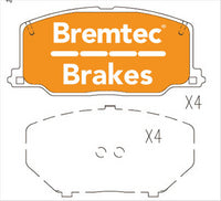 BREMTEC TRADELINE BRAKE PAD SET FRONT TOYOTA CAMRY 2.5 V6 VZV21 BT409TS