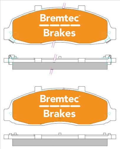 BREMTEC PRO LINE HD CERAMIC+ ZERO DUST FORD F150 4X2, 4X4 FRONT BT448PRO