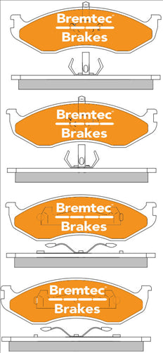 BREMTEC ENDURE 4WD CERAMIC+ ZERO DUST JEEP CHEROKEE 1991-99 BT516E