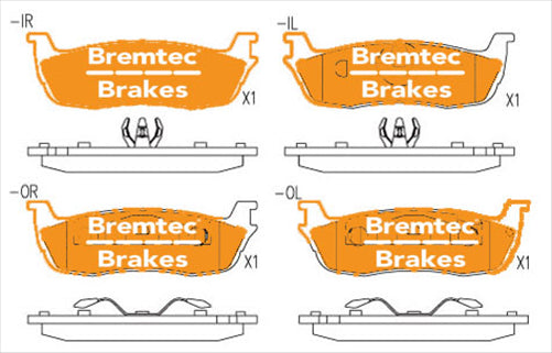 BREMTEC 4WD BRAKE PADS SET FORD F250 5.4L, 6.0L 1998-01 BT551E