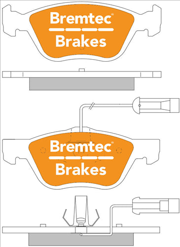 BREMTEC EURO-LINE BRAKE PADS SET ALFA 156 (W/SENSOR) 2000- BT629ELC