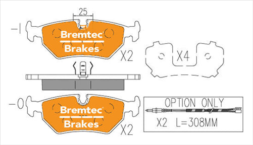 BREMTEC EURO-LINE BRAKE PADS SET JAGUAR XJ8 3.2, 4.0 V8 1986-94 BT806ELC