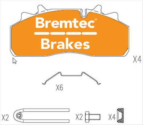 BREMTEC TRANS-LINE BRAKE PAD SET RENAULT TRUCK C-SERIES 450FG P BT91061TL