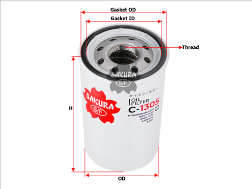 Sakura OIL FILTER FITS FO1255 HDZ229 51649 C-1305