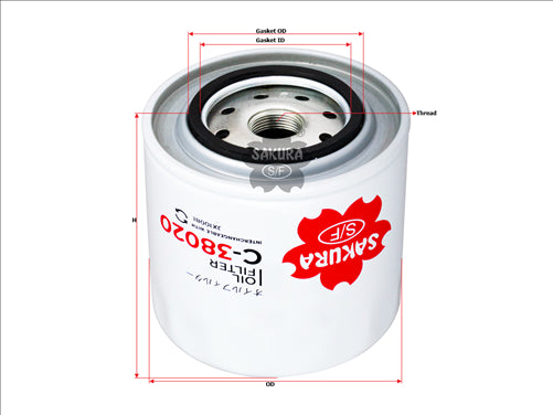 Sakura OIL FILTER R010054 SO12037 JX1008L C-38020