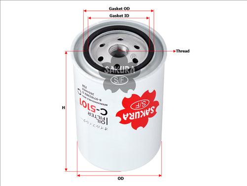 Sakura OIL FILTER FITS Z38 WZ38 C-5101 USE C-6071