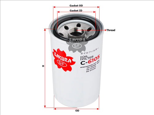 Sakura OIL FILTER FITS Z9009 Z9009 15201-EP025 C-6105