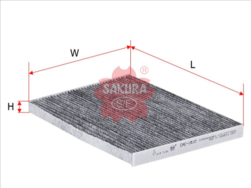 Sakura CABIN FILTER FITS RCA188P WACF0077 CARBON ACTIVATED CAC-1810