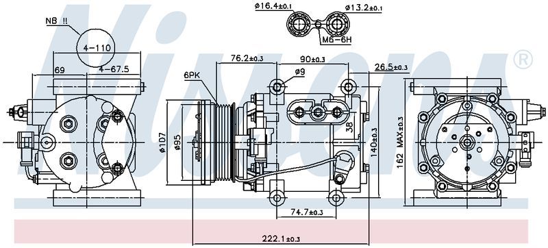 Nissens COMPRESSOR JAGUAR X-TYPE 2.0L 2.5L 3.0L V6 6/01-11/09 CM1005N