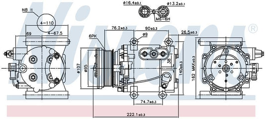 Nissens COMPRESSOR JAGUAR X-TYPE 2.0L 2.5L 3.0L V6 6/01-11/09 CM1005N