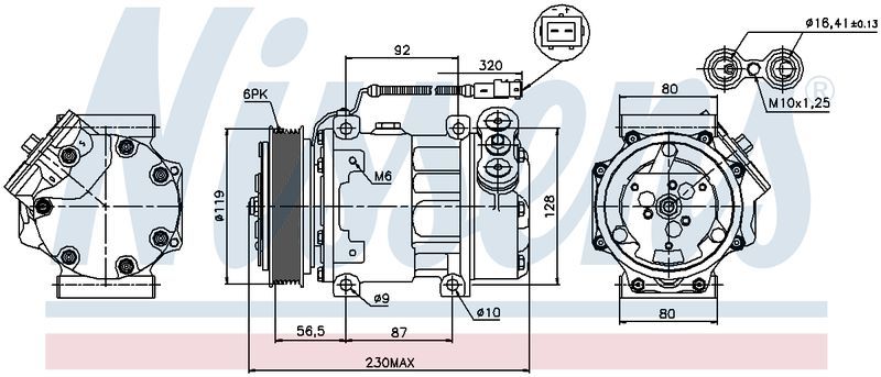 Nissens COMPRESSOR PEUGEOT 206 GTI 2.0L 406 D9 ST 12V V6 LATE CM1211N