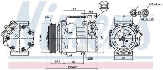 Nissens COMPRESSOR PEUGEOT 206 GTI 2.0L 406 D9 ST 12V V6 LATE CM1211N