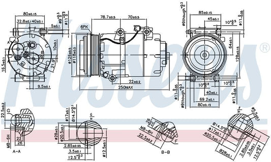 Nissens COMPRESSOR FORD FOCUSLT LV2.0L DSL TDCI 7/07-6/11 VS16 6PV 12V CM1214N