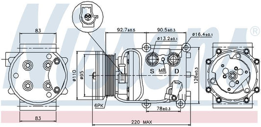 Nissens COMPRESSOR FORD LR FOCUS 02-4/05 TRANSIT 1.8Tdci CM1216N