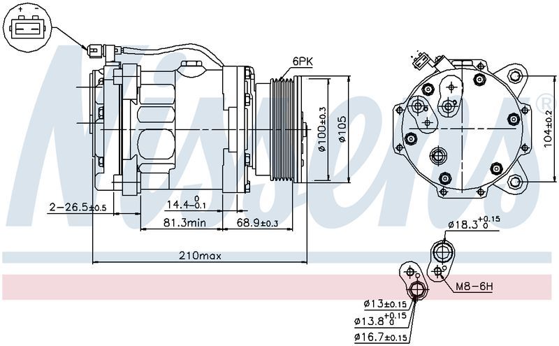 Nissens COMPRESSOR VW POLO 04- SD6V12 6PV 12V CM1454N