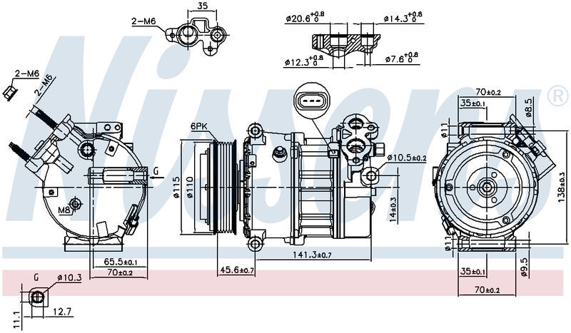 Nissens COMPRESSOR LANDROVER RANGE ROVER LG 4.4L DSL 2/13-11/17 PXC16 6PV