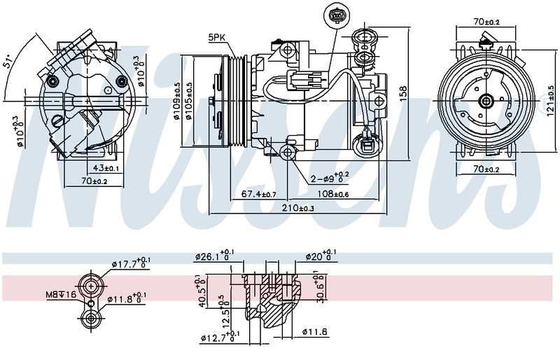 Nissens COMPRESSOR HOLDEN ASTRA AH 1.8L PET 04-07 WITH EXTERNAL CONTROL
