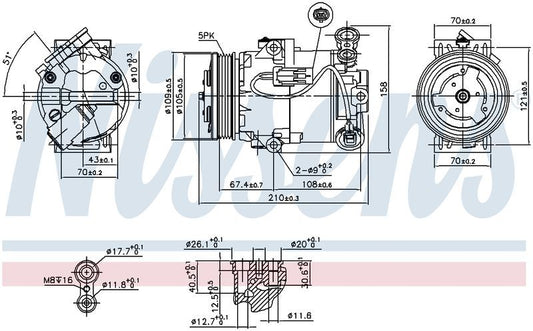 Nissens COMPRESSOR HOLDEN ASTRA AH 1.8L PET 04-07 WITH EXTERNAL CONTROL