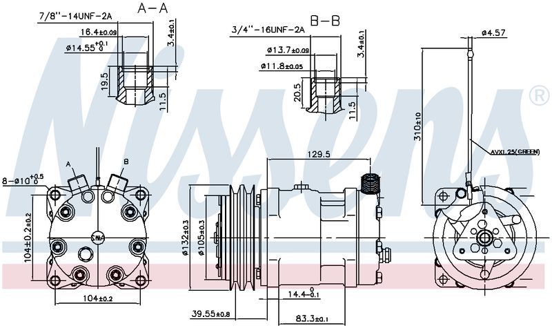 Nissens COMPRESSOR VOLVO F10 F12 F16 85-ON JCB JS 98-ON CM2070N