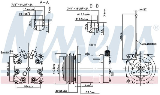 Nissens COMPRESSOR VOLVO F10 F12 F16 85-ON JCB JS 98-ON CM2070N