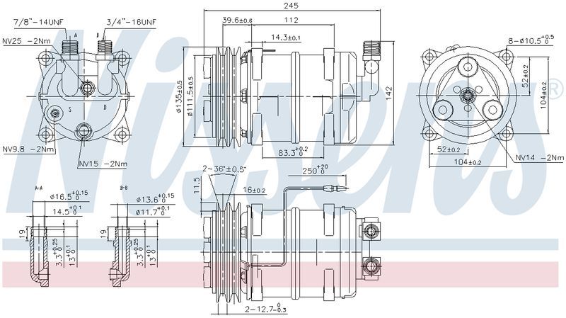 Nissens COMPRESSOR VOLVO 740 760 DKS15CH 12V 2A VOR CM5240N