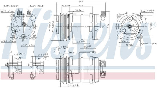 Nissens COMPRESSOR VOLVO 740 760 DKS15CH 12V 2A VOR CM5240N
