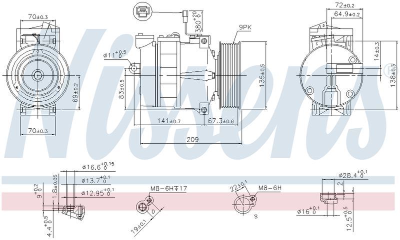 Nissens COMPRESSOR MERCEDES ACTROS 24V 9PV 7SBU16C CM5463N