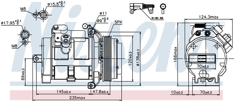 Nissens COMPRESSOR BMW X5 E53 5/00- 4.4L 5PV 10S17C CM5481N