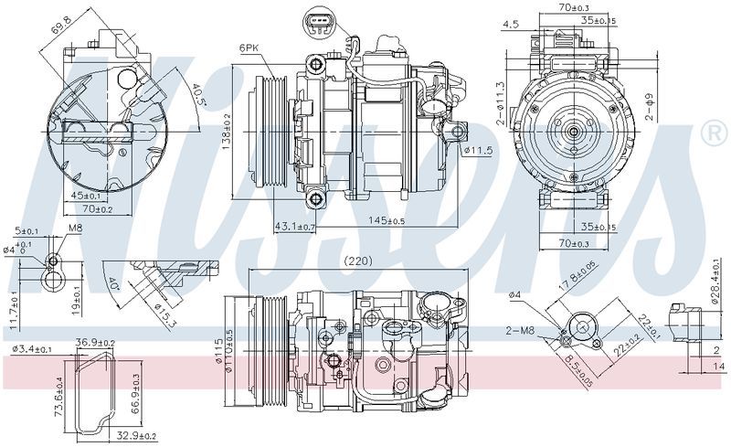 Nissens COMPRESSOR BMW 3 SERIES E90 323i 325i 330i 05- E81E87 130i 05- CM5498N