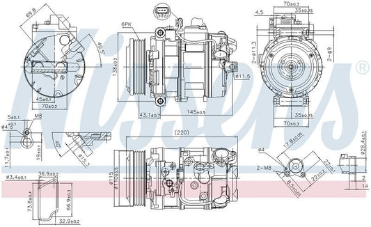 Nissens COMPRESSOR BMW 3 SERIES E90 323i 325i 330i 05- E81E87 130i 05- CM5498N