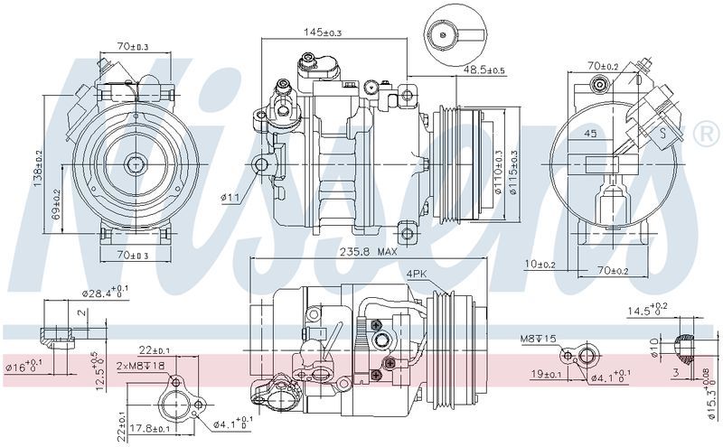 Nissens COMPRESSOR BMWX3 E83 2.5L 3.0L 04- 3SERIES E46 2/98- E90 2/05- CM5499N
