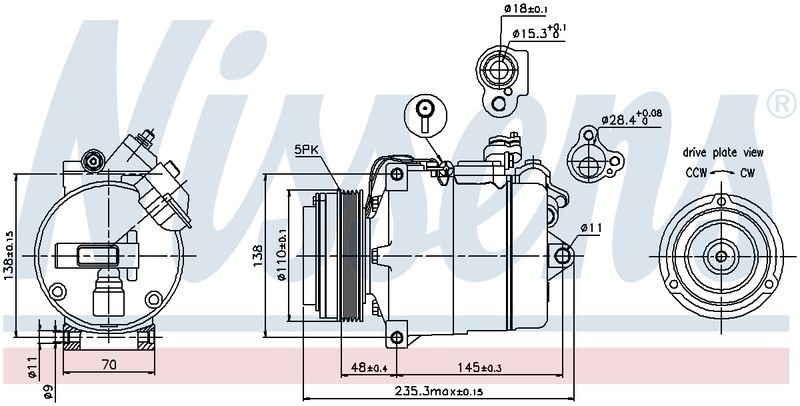 Nissens COMPRESSOR BMW 5 & 7 SERIES 7SBU16C 535i 540i 735i V8 CM5527N