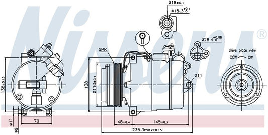 Nissens COMPRESSOR BMW 5 & 7 SERIES 7SBU16C 535i 540i 735i V8 CM5527N