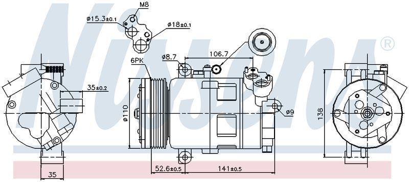 Nissens COMPRESSOR BMW E46 9/01-2/2005 318 320 CALSONIC TYPE 6PV CM5571N